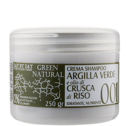 Alan Jey Green Natural Argilla Crusca Di Riso Crema Shampoo - Крем-шампунь із зеленою глиною й олією рисових висівок