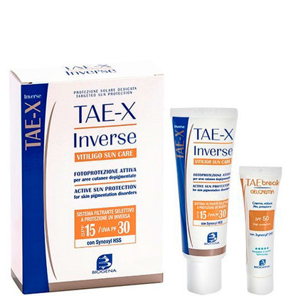 Biogena Tae-X Inverse Vitiligo Sun Care - Сонцезахисний комплект 2-х препаратів для депігментованих ділянок шкіри.