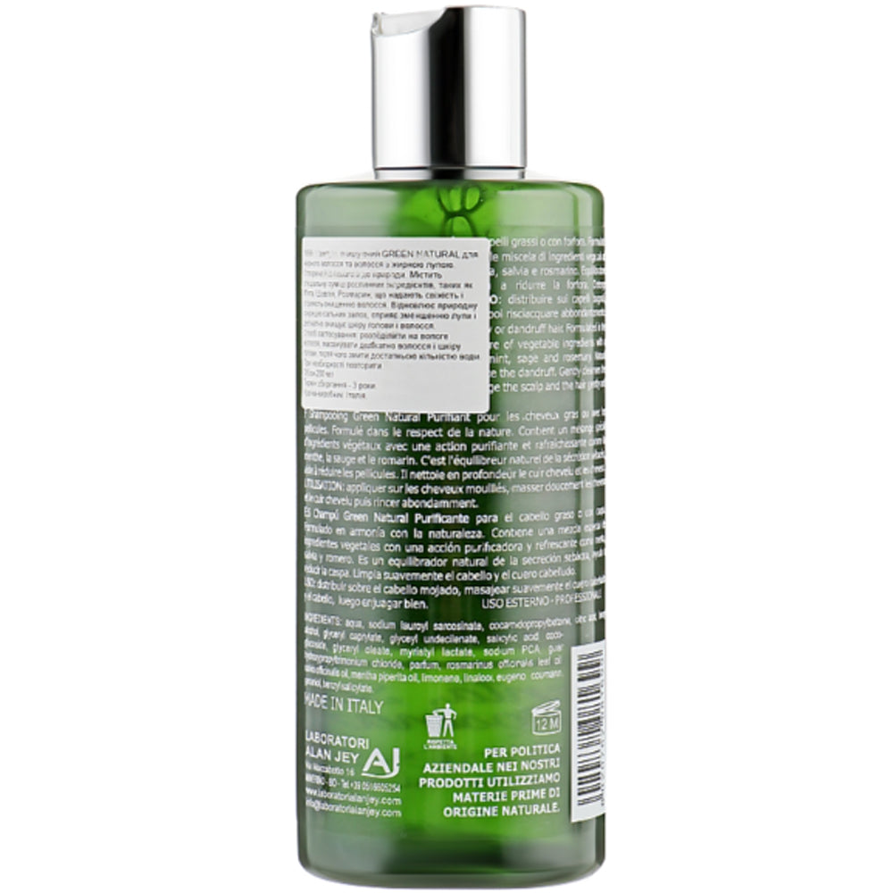 Alan Jey Green Natural Shampoo Purificante - Шампунь очищающий для жирных волос с перхотью