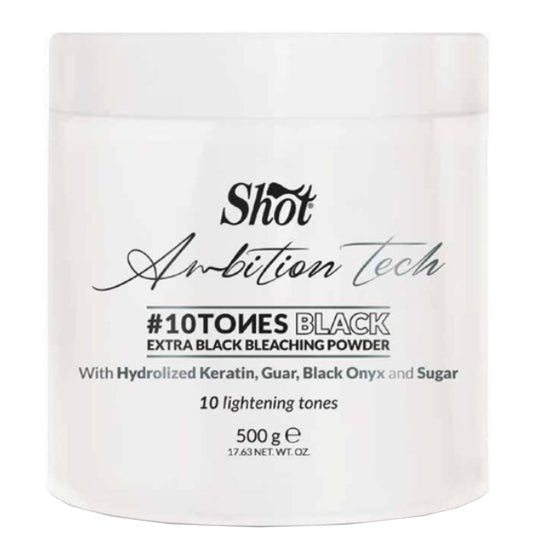 Чорний знебарвлювальний порошок для волосся, 10 тонів - Shot Ambition Tech 10 Tones Black Bleaching Powder