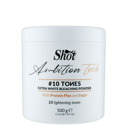 Shot Ambition Tech 10 Tones Extra White Bleaching Powder - Экстрабелый обесцвечивающий порошок для волос, 10 тонов
