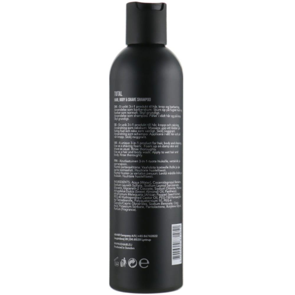 Шампунь для волос, тела и бритья 3 в 1 - IdHair Black Shampoo Total 3 in 1