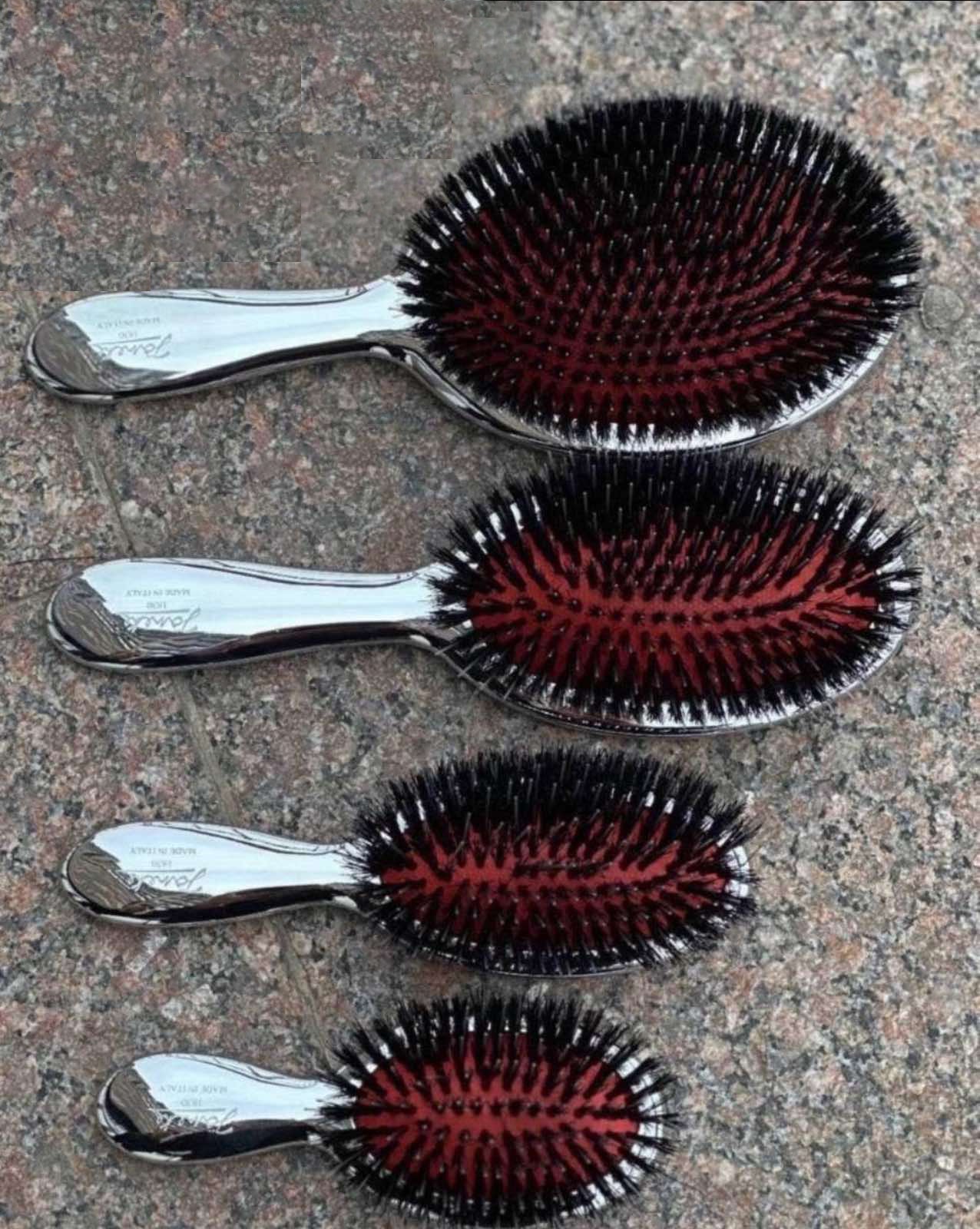 Щетка для волос с натуральной щетиной - Janeke Silver Hairbrush S