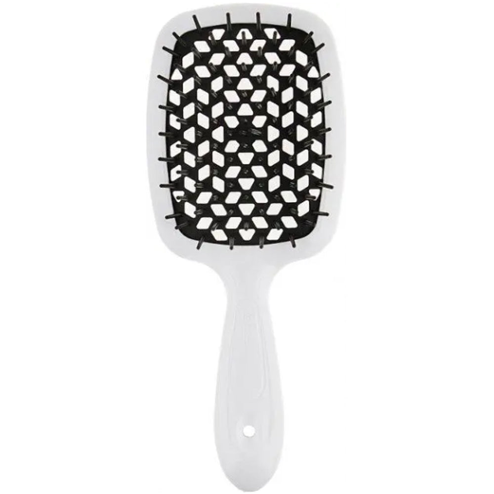 Расческа для волос белая с черным - Janeke Superbrush The Original Italian White&Black