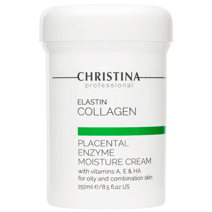 Christina Elastin Collagen Placental Enzyme Moisture Cream with Vit. A, E & HA - Зволожуючий крем з рослинними ензимами, колагеном і еластином для жирної та комбінованої шкіри