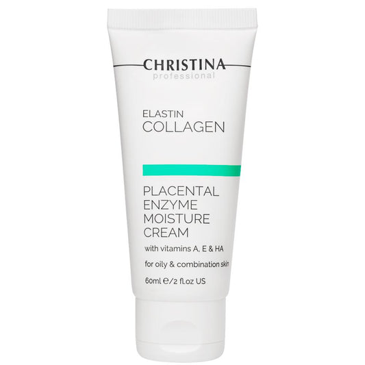 Christina Elastin Collagen Placental Enzyme Moisture Cream with Vit. A, E & HA - Увлажняющий крем с растительными энзимами, коллагеном и эластином для жирной и комбинированной кожи